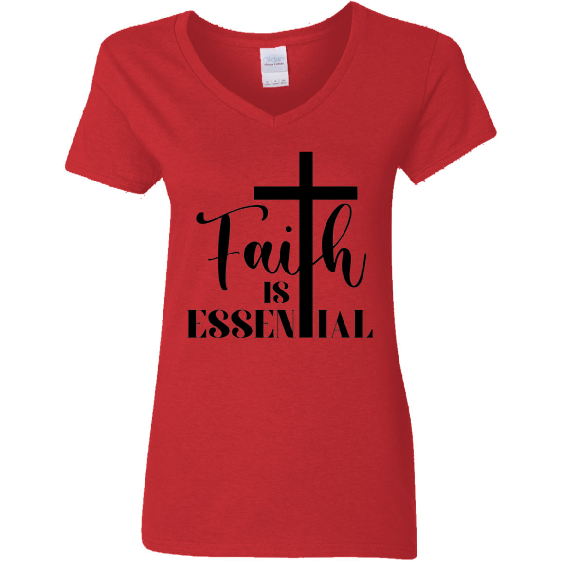 Faith is Essential Ladies' V-Neck Graphic Tee