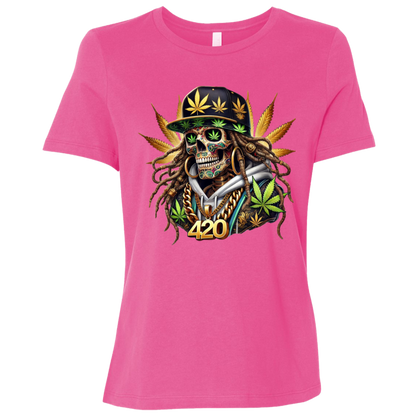420 Skeleton Ladies Relaxed Jersey Short-Sleeve T-Shirt