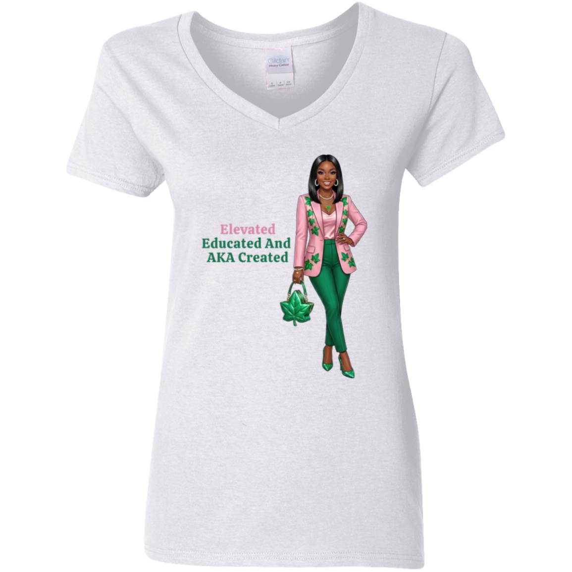 Elevated Educated and AKA Created Ladies' 5.3 oz. V-Neck T-Shirt