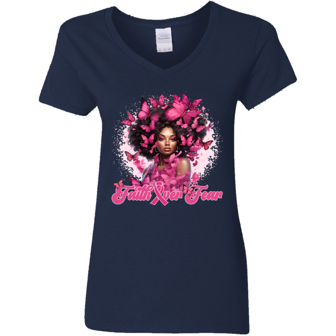 Cancer Faith Over Fear V-Neck T-Shirt