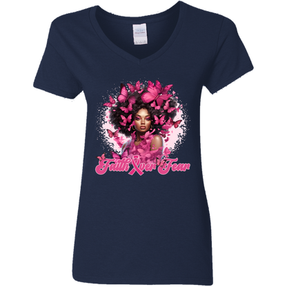 Cancer Faith Over Fear V-Neck T-Shirt