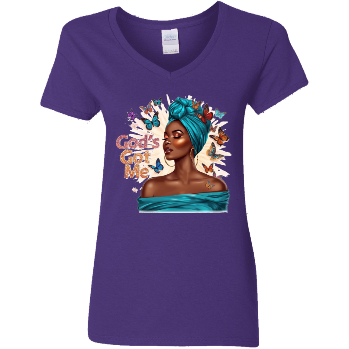 God's Got Me Ladies V-Neck T-Shirt