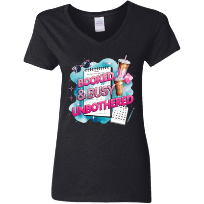 Booked & Busy Unbothered Women's V-Neck T-Shirt