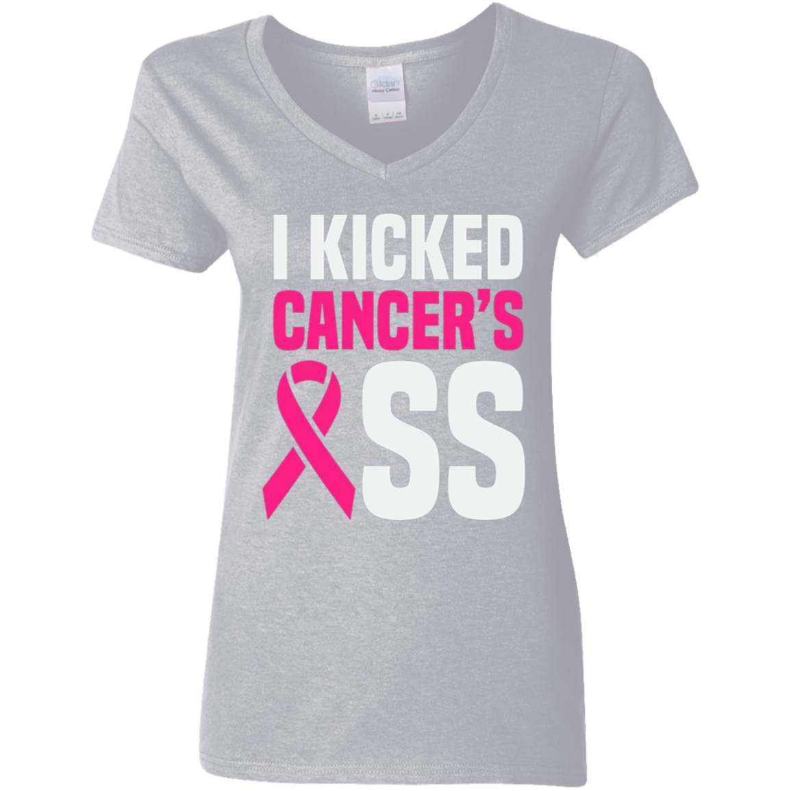 I Kicked Cancer's A$$ V-Neck T-Shirt