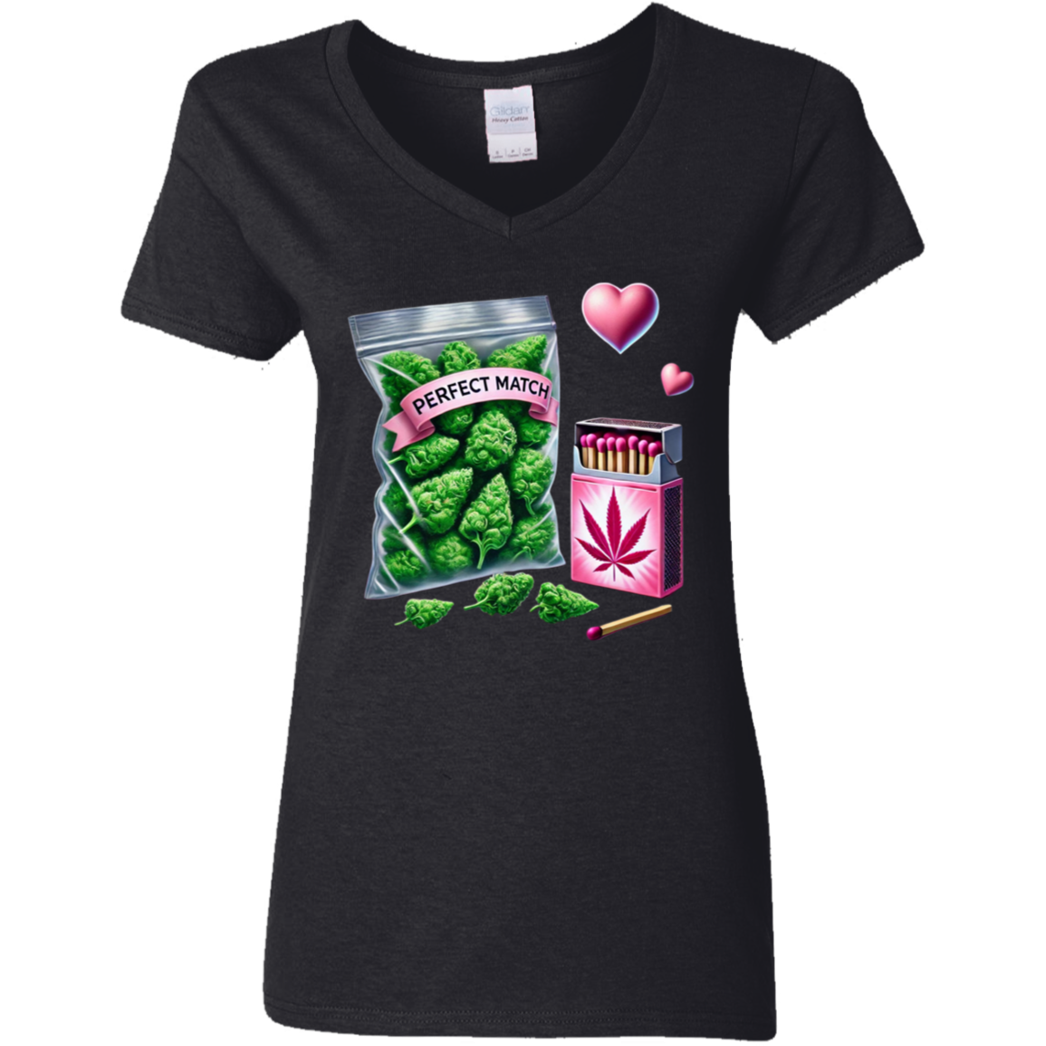 Perfect Match Ladies' 5.3 oz. V-Neck T-Shirt