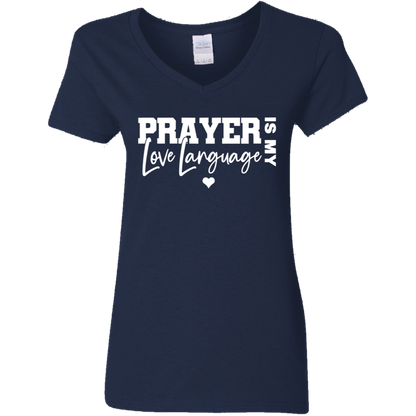 Prayer Is My Love Language Ladies' V-Neck Graphic Tee