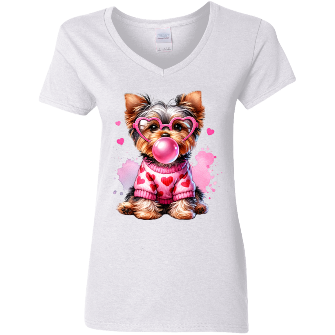Yorkie Ladies' 5.3 oz. V-Neck T-Shirt