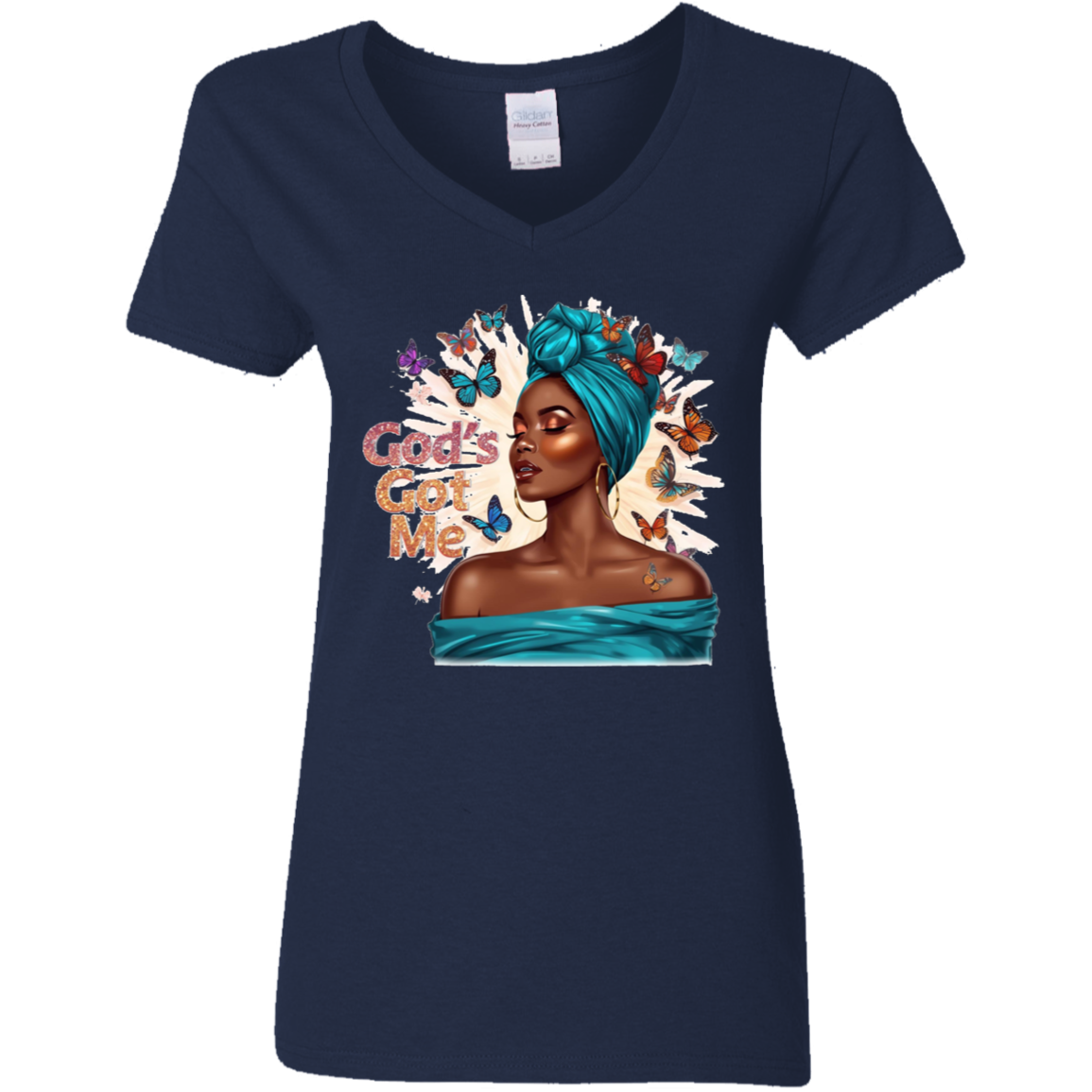 God's Got Me Ladies V-Neck T-Shirt