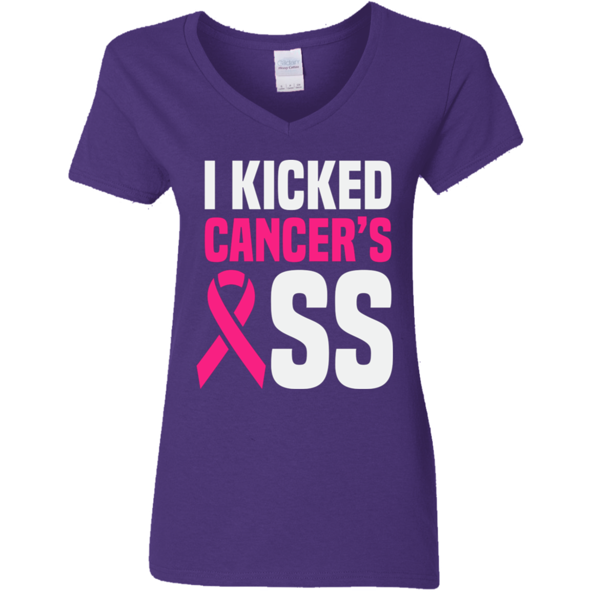 I Kicked Cancer's A$$ V-Neck T-Shirt