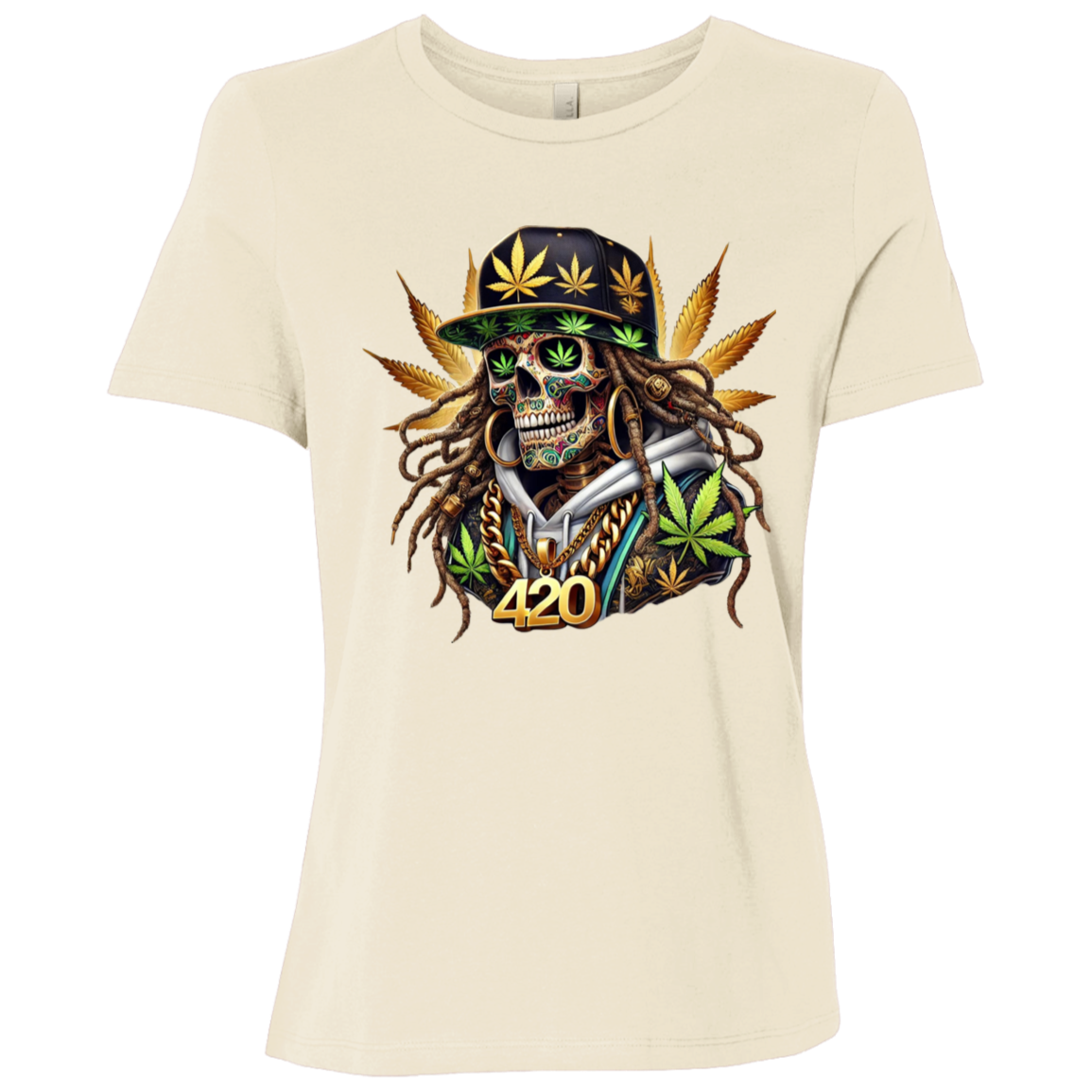 420 Skeleton Ladies Relaxed Jersey Short-Sleeve T-Shirt