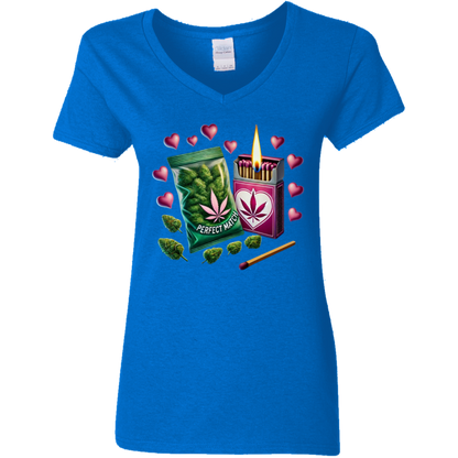 Perfect Match Ladies' 5.3 oz. V-Neck T-Shirt