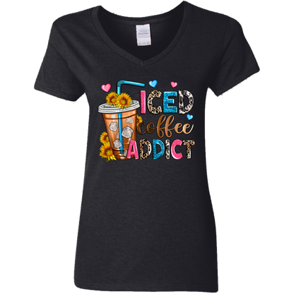 Iced Coffee Addict | Women's V-Neck Tee
