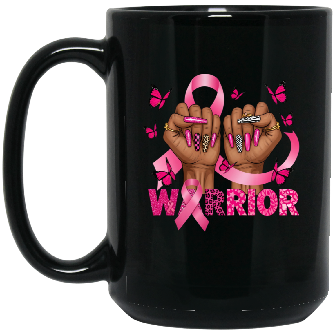 Cancer Warrior 15oz Black Ceramic Mug