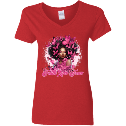 Cancer Faith Over Fear V-Neck T-Shirt