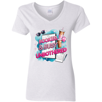 Booked & Busy Unbothered Ladies' 5.3 oz. V-Neck T-Shirt