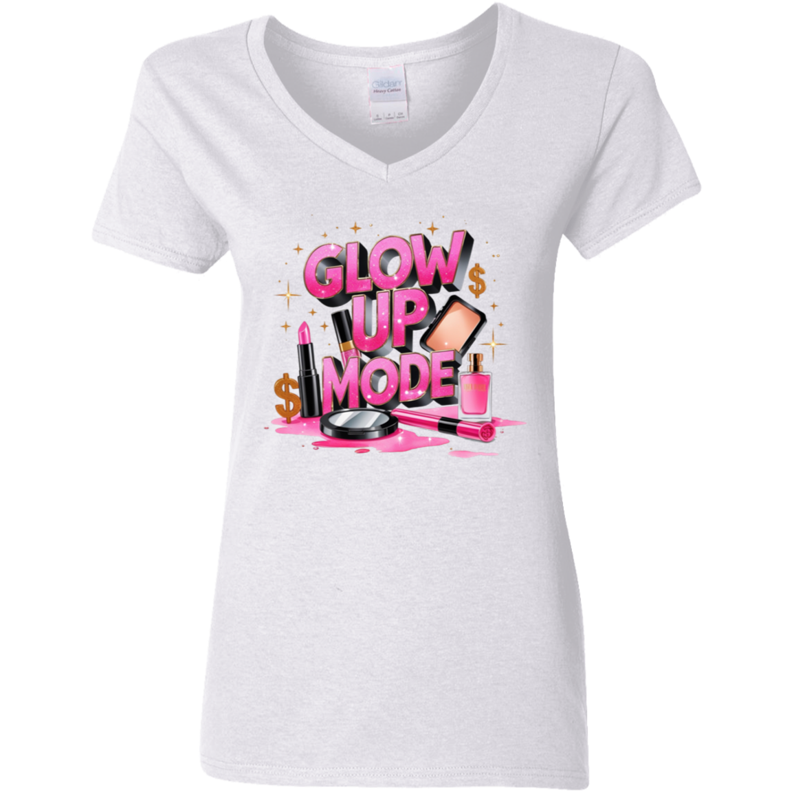 Glow Up Mode Ladies' 5.3 oz. V-Neck T-Shirt