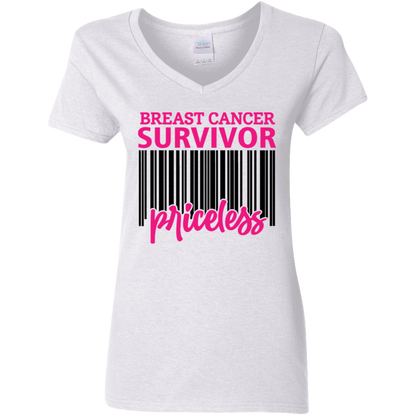 Breast Cancer Survivor Priceless V-Neck T-Shirt