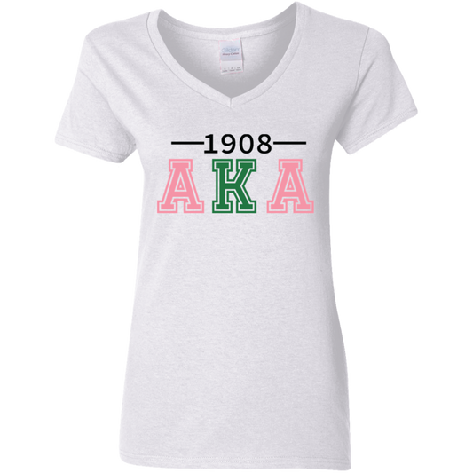 1908 AKA Ladies' 5.3 oz. V-Neck T-Shirt