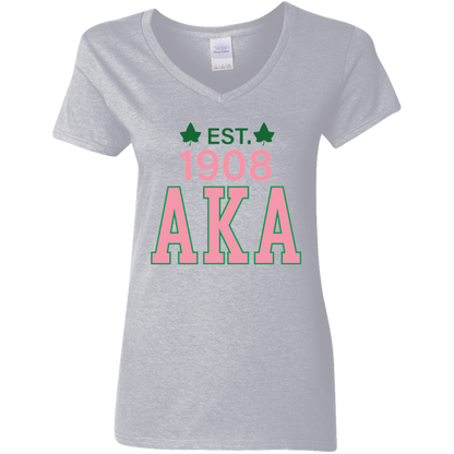 EST 1908 AKA Ladies' V-Neck Graphic Tee