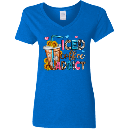 Iced Coffee Addict | Women's V-Neck Tee