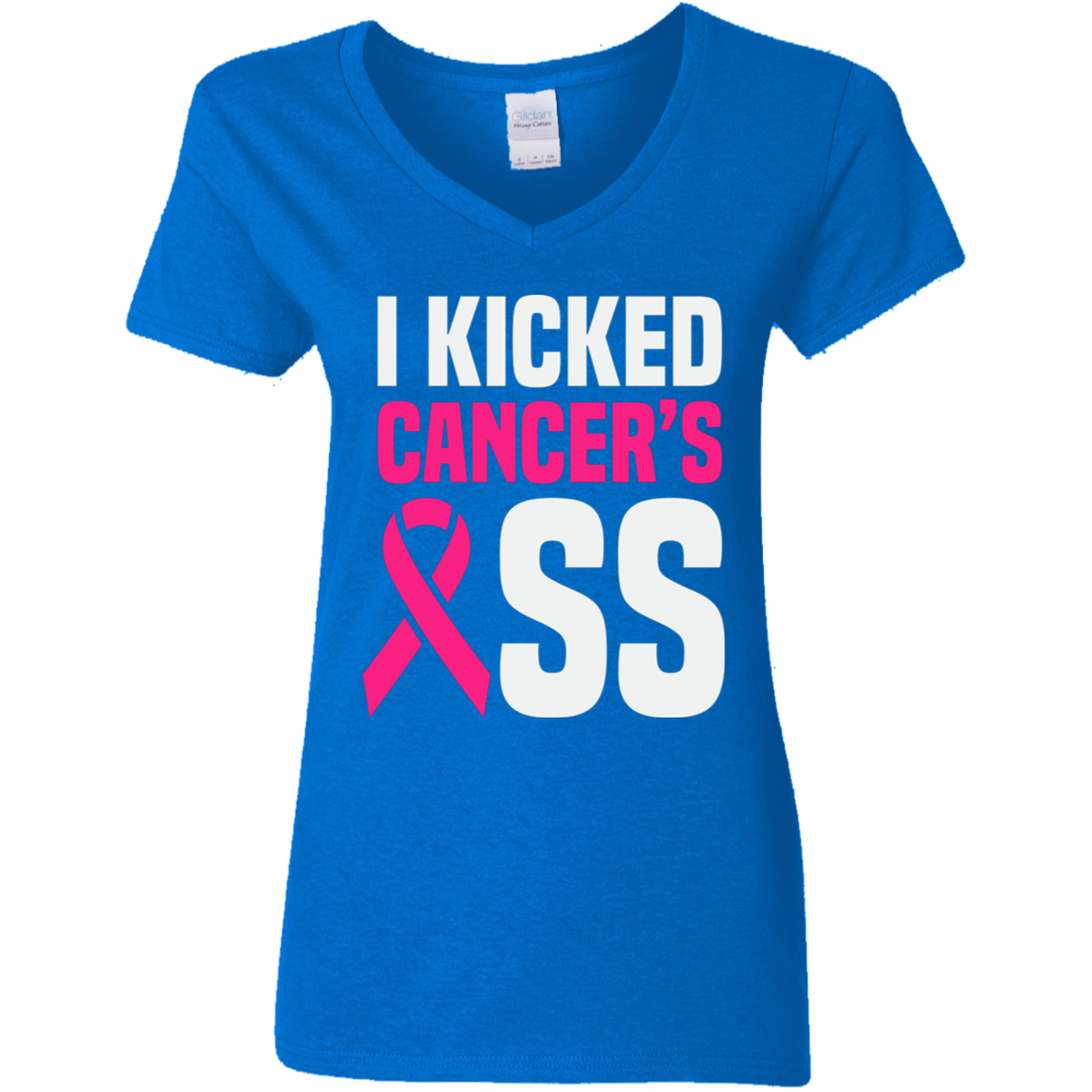 I Kicked Cancer's A$$ V-Neck T-Shirt