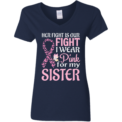 Her Fight is Our Fight V-Neck T-Shirt