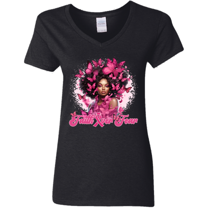 Cancer Faith Over Fear V-Neck T-Shirt