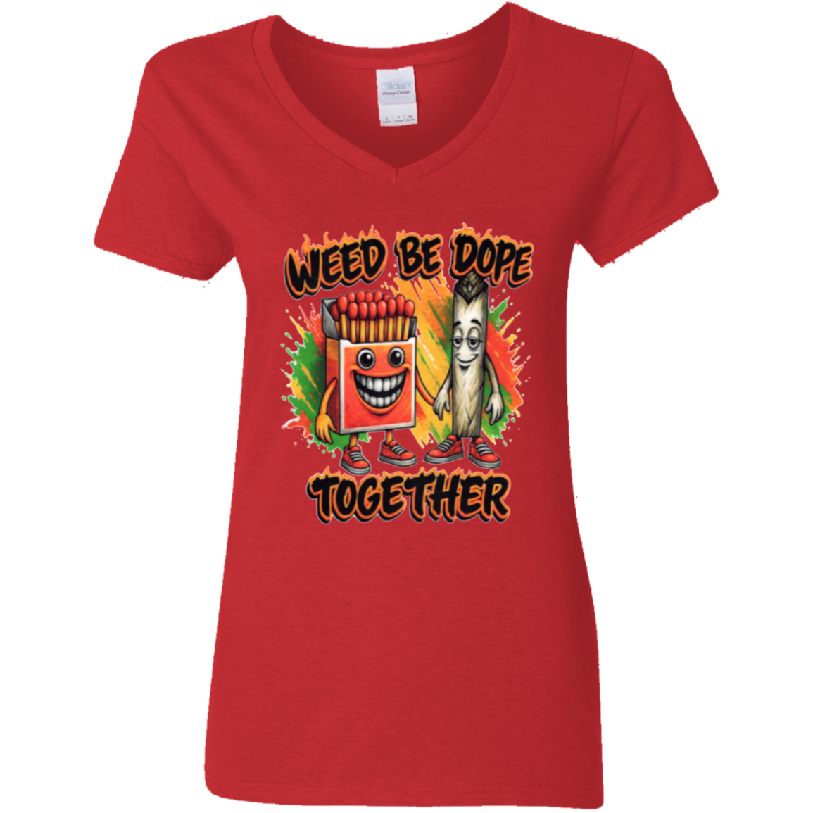 Weed Be Dope Toghether Ladies' 5.3 oz. V-Neck T-Shirt