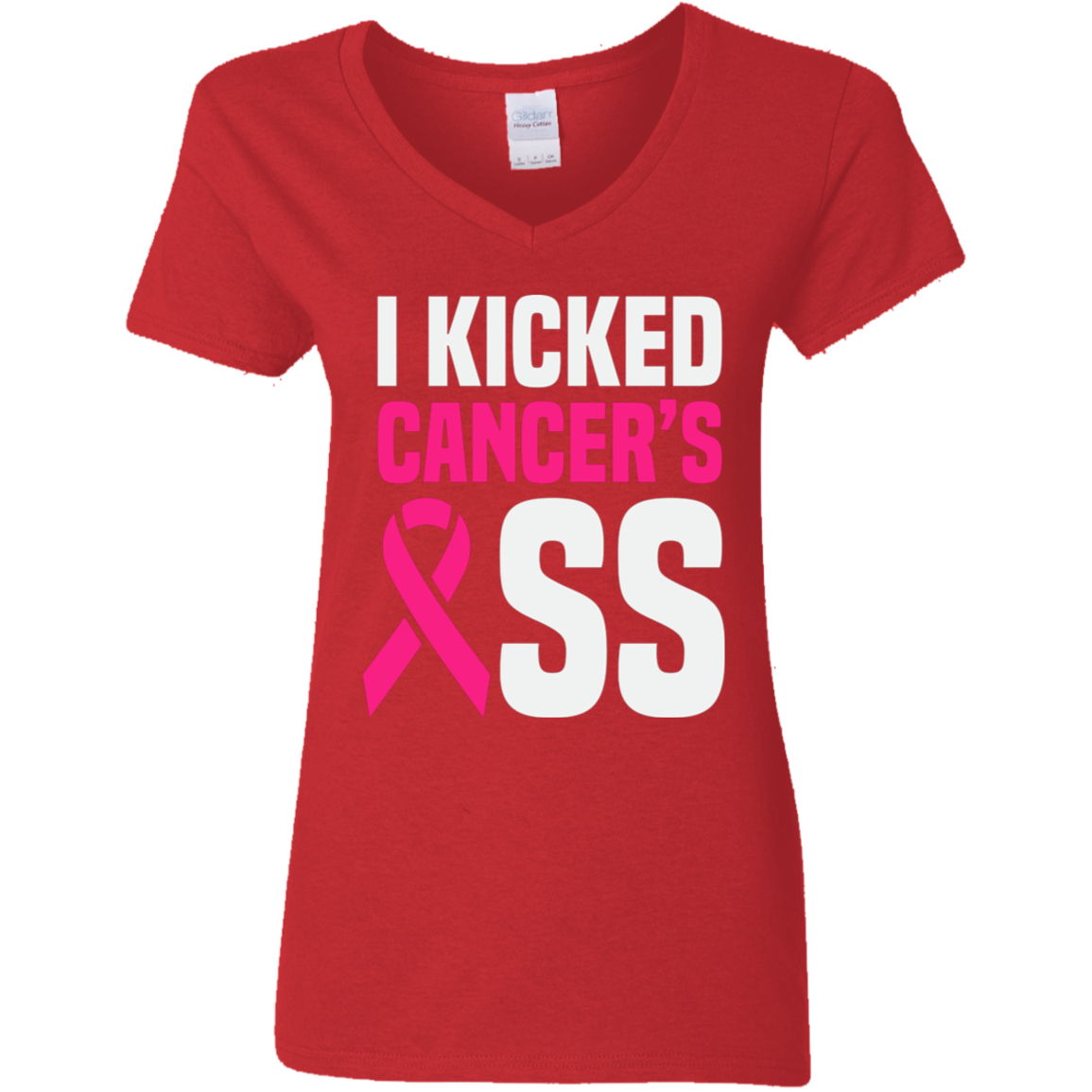 I Kicked Cancer's A$$ V-Neck T-Shirt