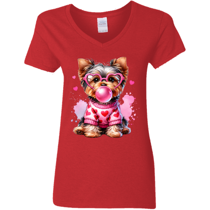 Yorkie Love | Women's V-Neck Tee