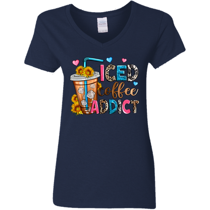 Iced Coffee Addict | Women's V-Neck Tee