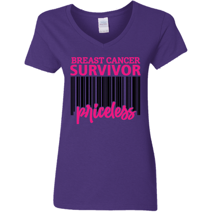 Breast Cancer Survivor Priceless V-Neck T-Shirt