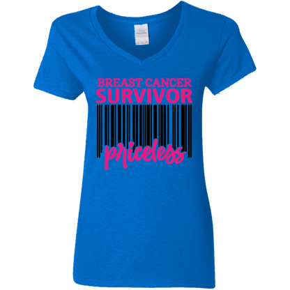 Breast Cancer Survivor Priceless V-Neck T-Shirt