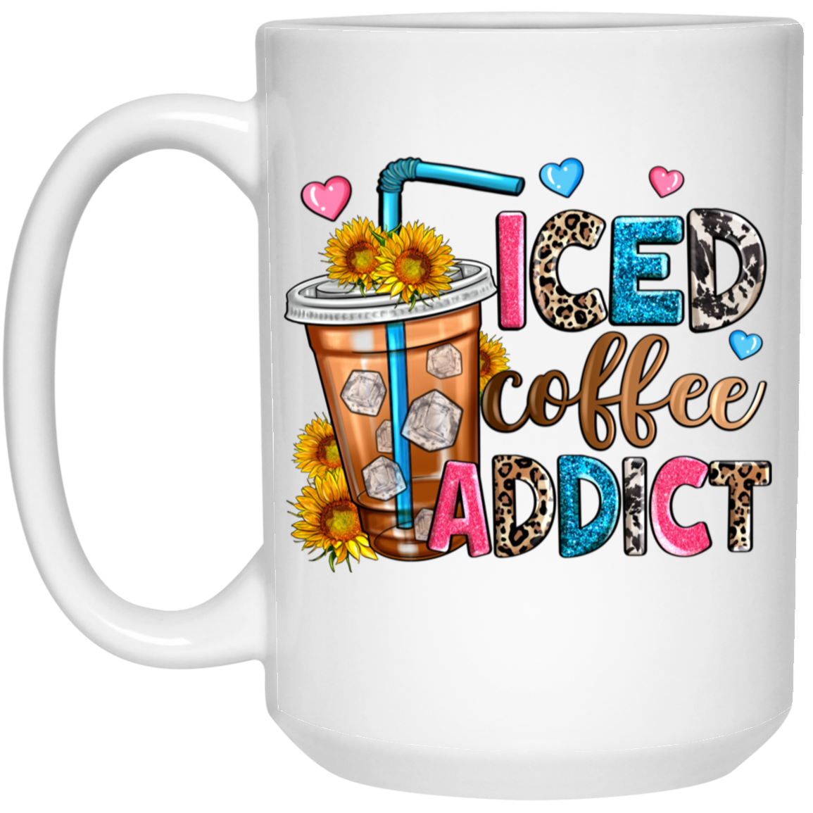 Ice Coffee Addict 15oz White Mug