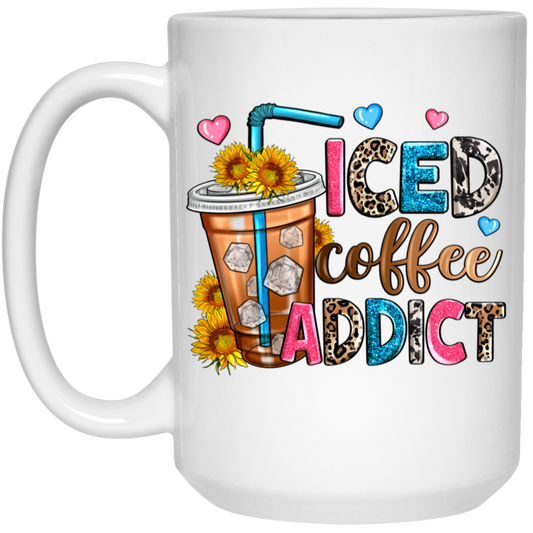 Ice Coffee Addict 15oz White Mug