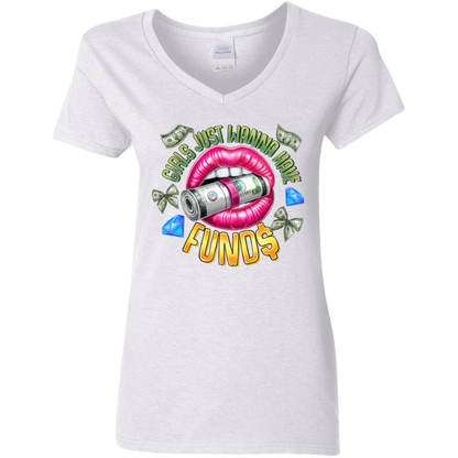Girl's Just Wanna Have Funds Ladies' 5.3 oz. V-Neck T-Shirt