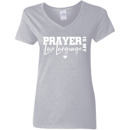 Prayer Is My Love Language Ladies' V-Neck Graphic Tee
