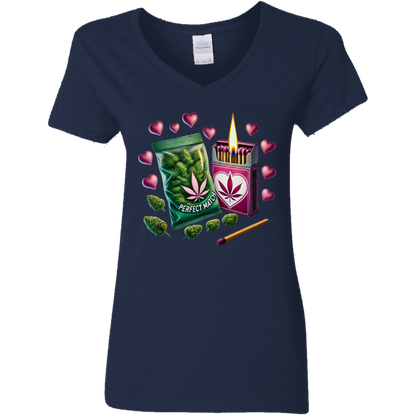 Perfect Match Ladies' 5.3 oz. V-Neck T-Shirt