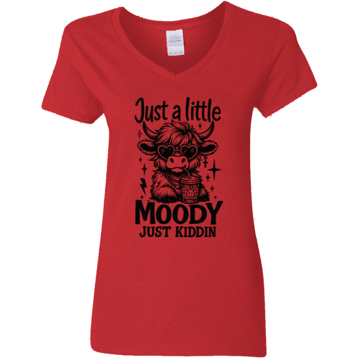 Just a Little Moody Ladies' 5.3 oz. V-Neck T-Shirt