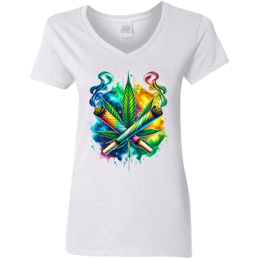Colorful Bud Ladies' 5.3 oz. V-Neck T-Shirt