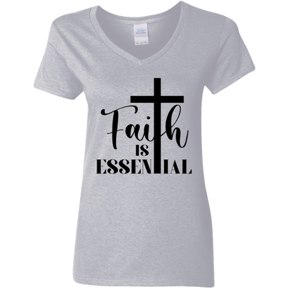 Faith is Essential Ladies' V-Neck Graphic Tee