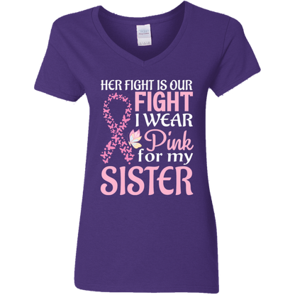 Her Fight is Our Fight V-Neck T-Shirt