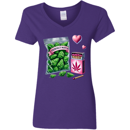 Perfect Match Ladies' 5.3 oz. V-Neck T-Shirt