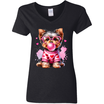 Yorkie Love | Women's V-Neck Tee