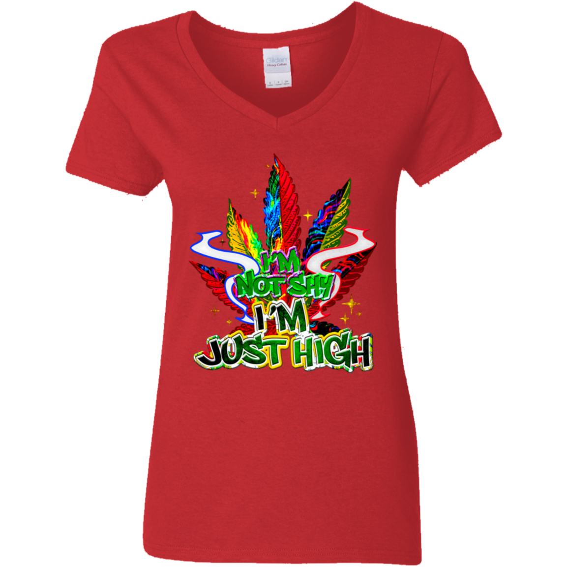 I'm Not Shy Ladies' 5.3 oz. V-Neck T-Shirt