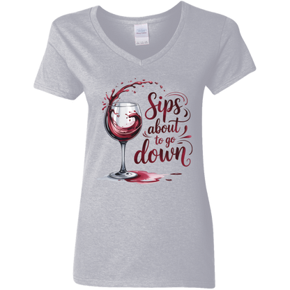 Sips About to Go Down Women's V-Neck T-Shirt