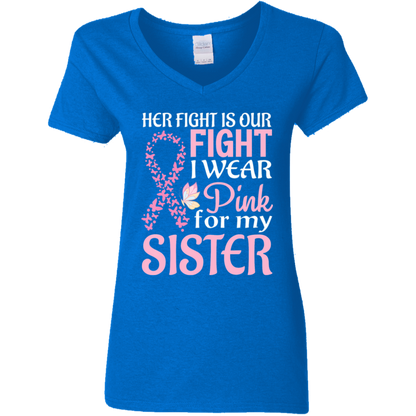 Her Fight is Our Fight V-Neck T-Shirt