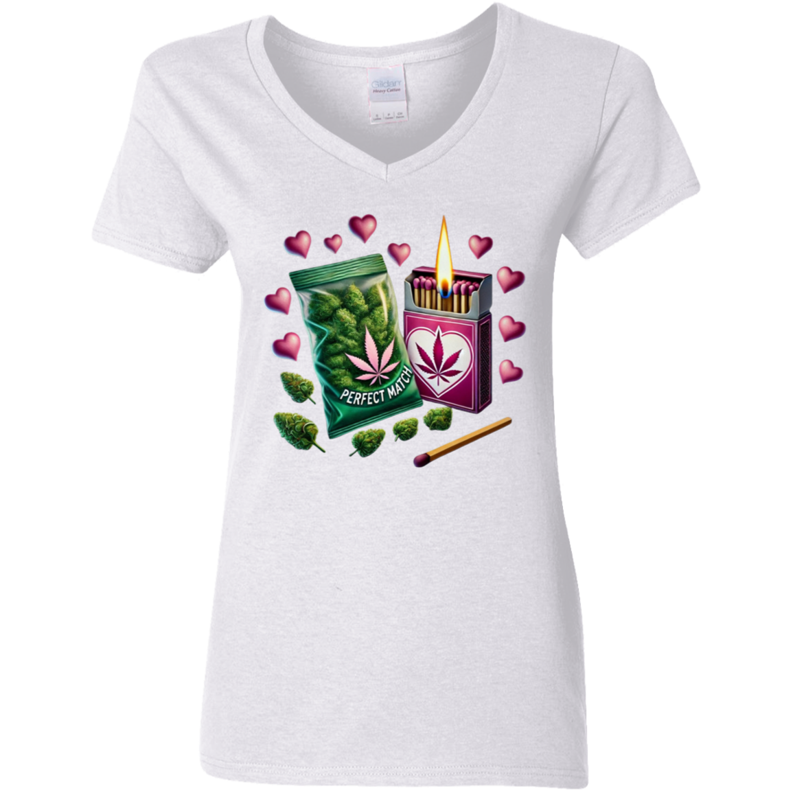 Perfect Match Ladies' 5.3 oz. V-Neck T-Shirt