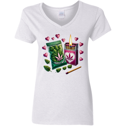 Perfect Match Ladies' 5.3 oz. V-Neck T-Shirt