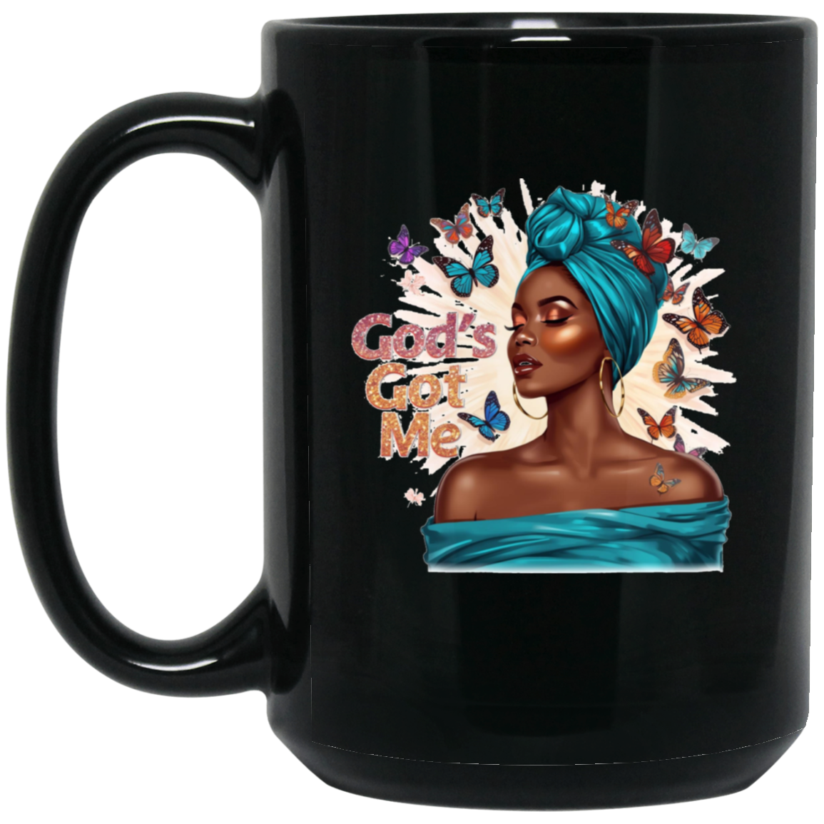 God's Got Me 15oz Black Mug